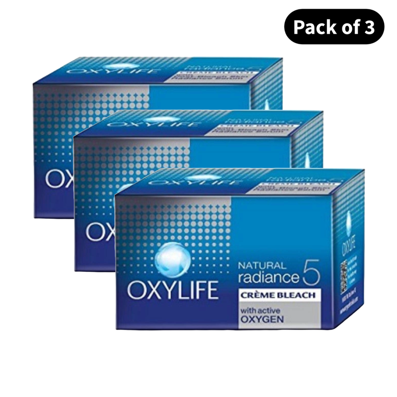 Oxylife Natural Radiance 5 Creme Bleach- With Active Oxygen-9 g (Pack Of 3)