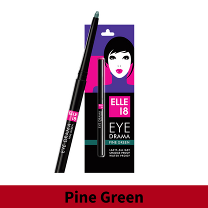 Elle 18 Eye Drama Kajal, Super Green, Waterproof - 0.35g