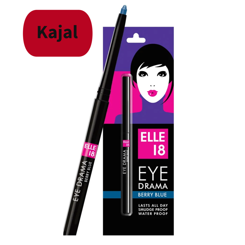 Elle 18 Eye Drama Kajal, Super Blue, Waterproof - 0.35g