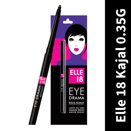 Elle 18 Eye Drama Kajal, Super Black, Waterproof - 0.35g