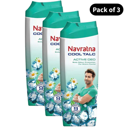 Navratna Active Deo Cool Talc - Pack Of 3 (50g)