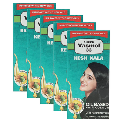 Super Vasmol 33 Kesh Kala Oil Based Hair Colour 100 ml - Pack Of 5