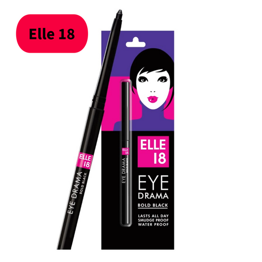 Elle 18 Eye Drama Kajal, Super Black, Smudgeproof & Waterproof - 0.35g